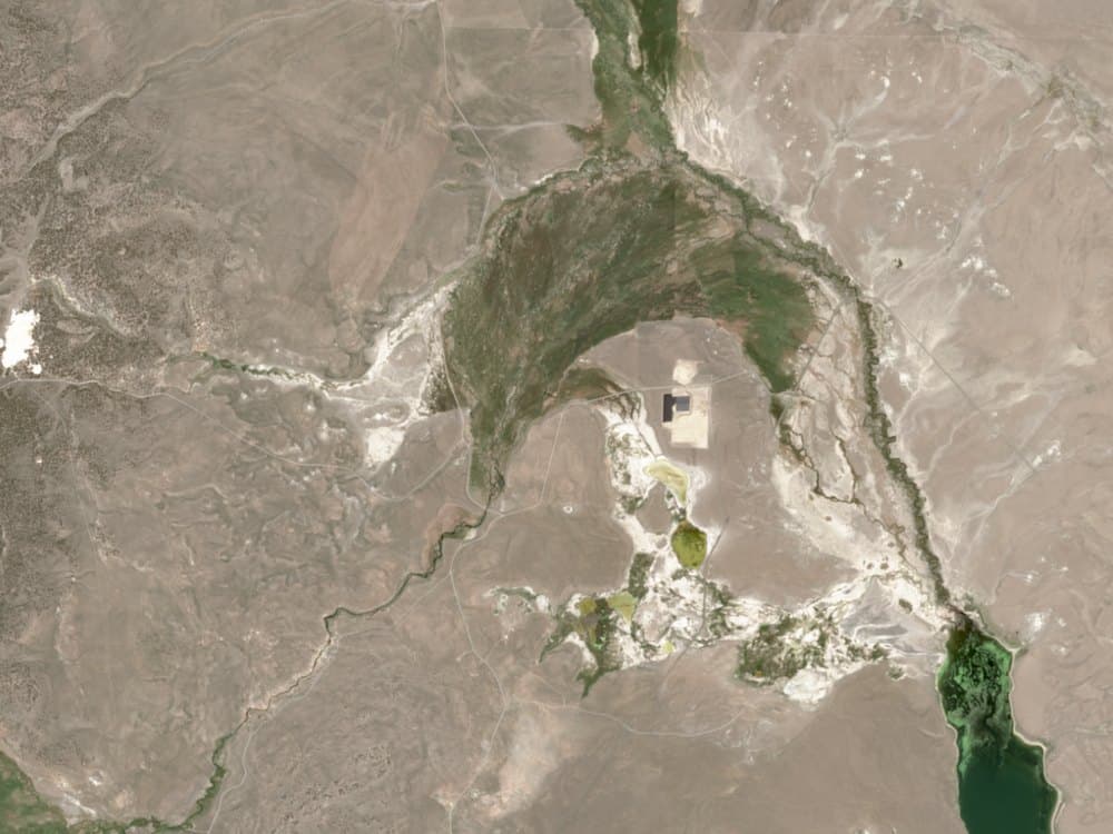 Satellite image of the river meadows and creeks that flow into the north end of Crowley Lake
