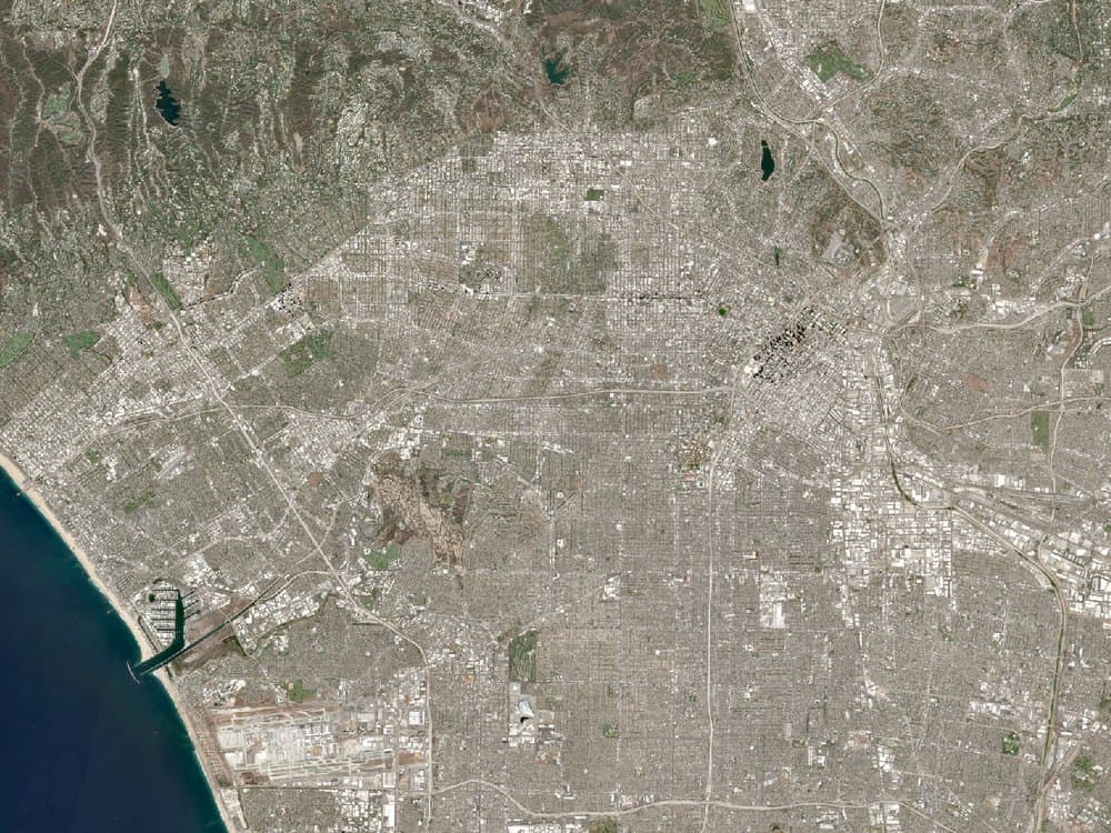 Satellite image of Los Angeles, which the reservoir’s water serves
