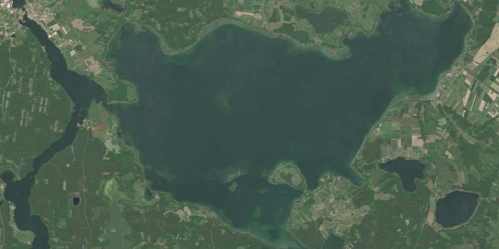 Satellite image of Lake Śniardwy, 14 June 2025