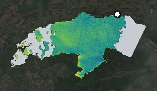 Satellite image of the Goczałkowice reservoir on 6 May 2024, chlorophyll signal