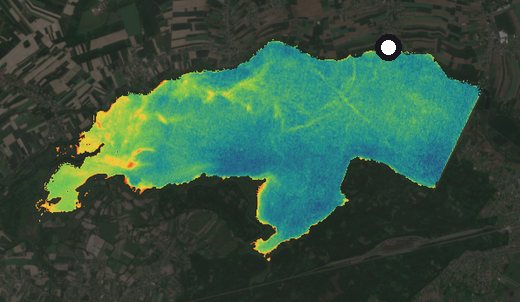 Satellite image of the Goczałkowice reservoir on 26 May 2024, chlorophyll signal