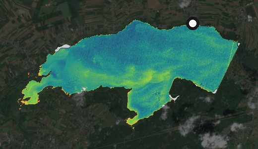 Satellite image of the Goczałkowice reservoir on 5 June 2024, chlorophyll signal