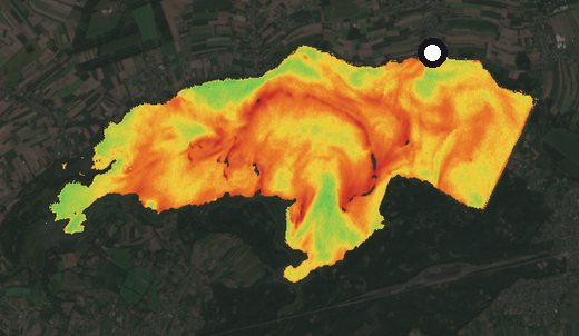 Satellite image of the Goczałkowice reservoir on 24 August 2024, chlorophyll signal