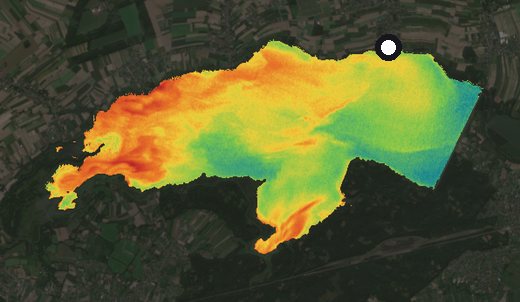 Satellite image of the Goczałkowice reservoir on 29 August 2024, chlorophyll signal