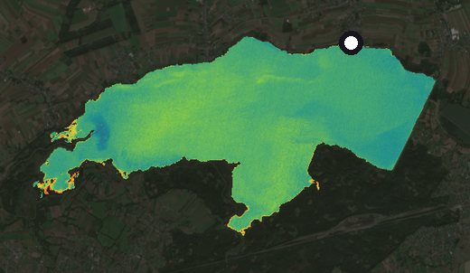 Satellite image of the Goczałkowice reservoir on 18 September 2024, chlorophyll signal