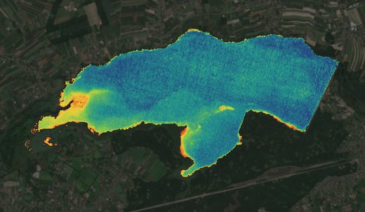 Satellite image of the Goczałkowice reservoir on 25 June 2026, chlorophyll signal
