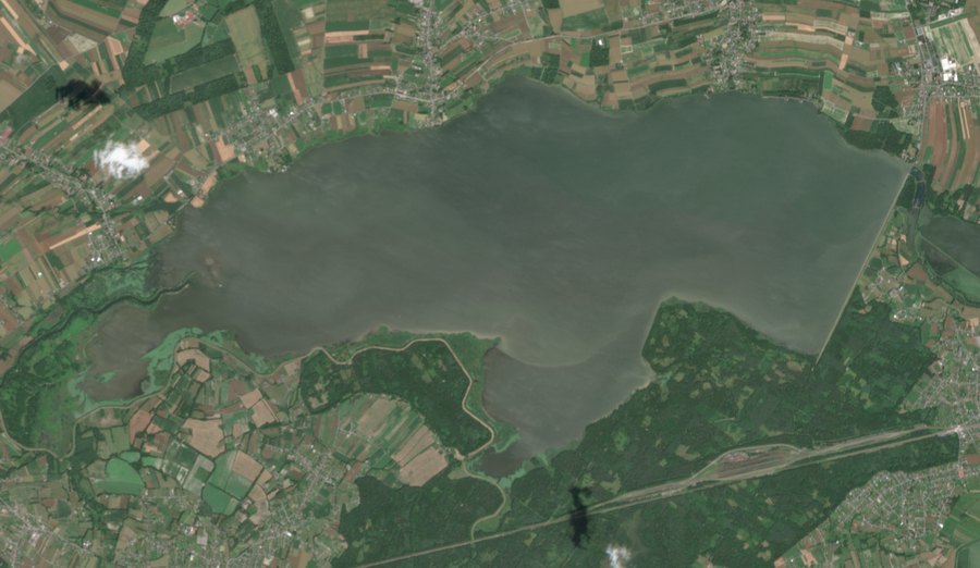 Satellite image of the Goczałkowice reservoir on 11 July 2023, as the eye would see it