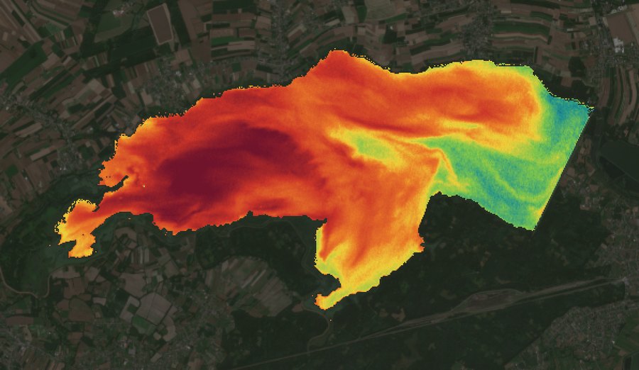 Satellite image of the Goczałkowice reservoir on 10 July 2024, chlorophyll signal