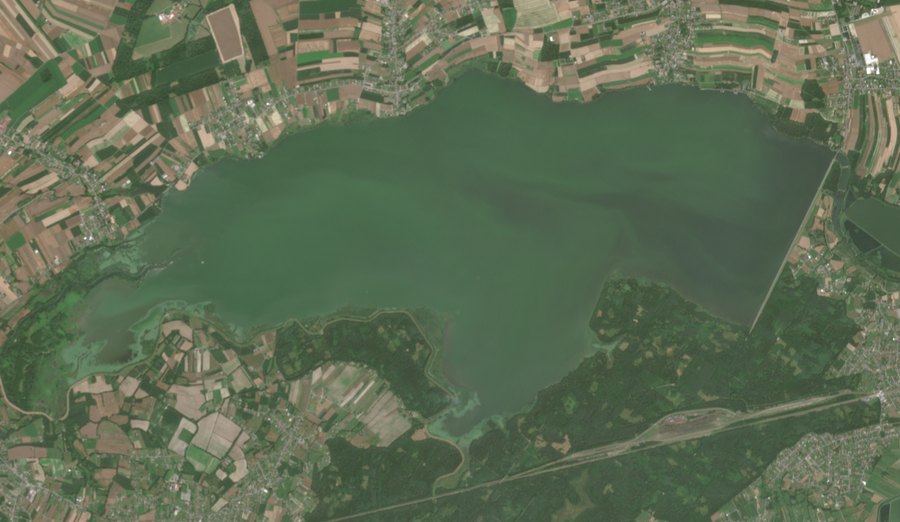 Satellite image of the Goczałkowice reservoir on 10 July 2024, as the eye would see it